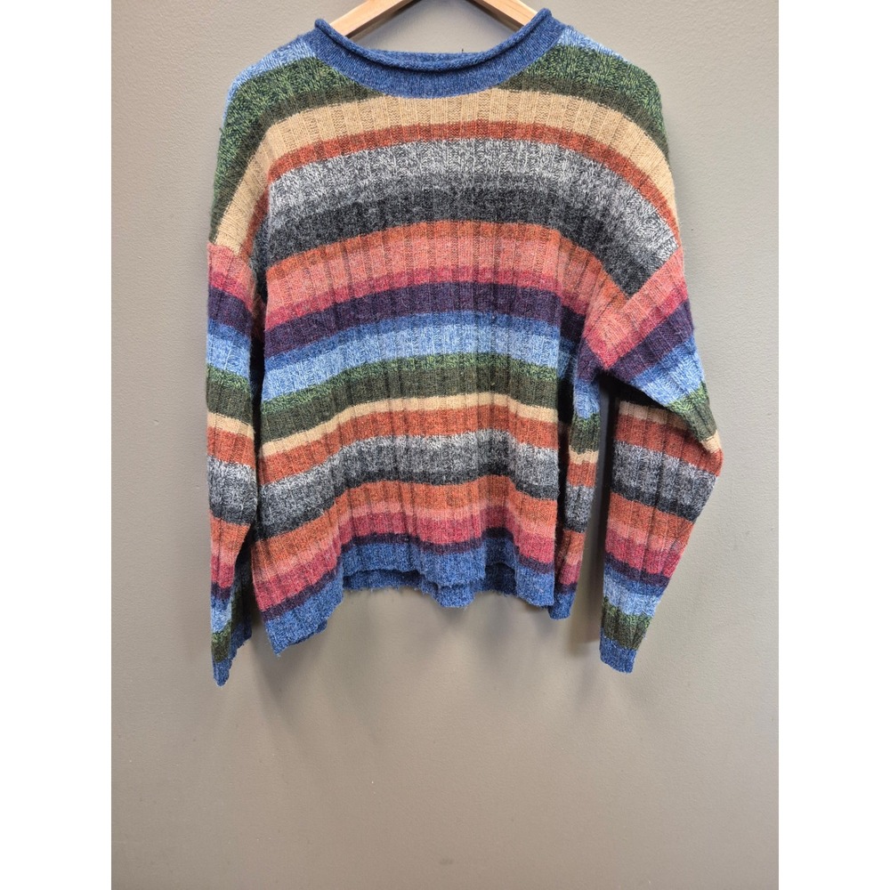 Countryside Classics L 100% Wool Striped Sweater‎ Vintage Boho Cottagecore Soft